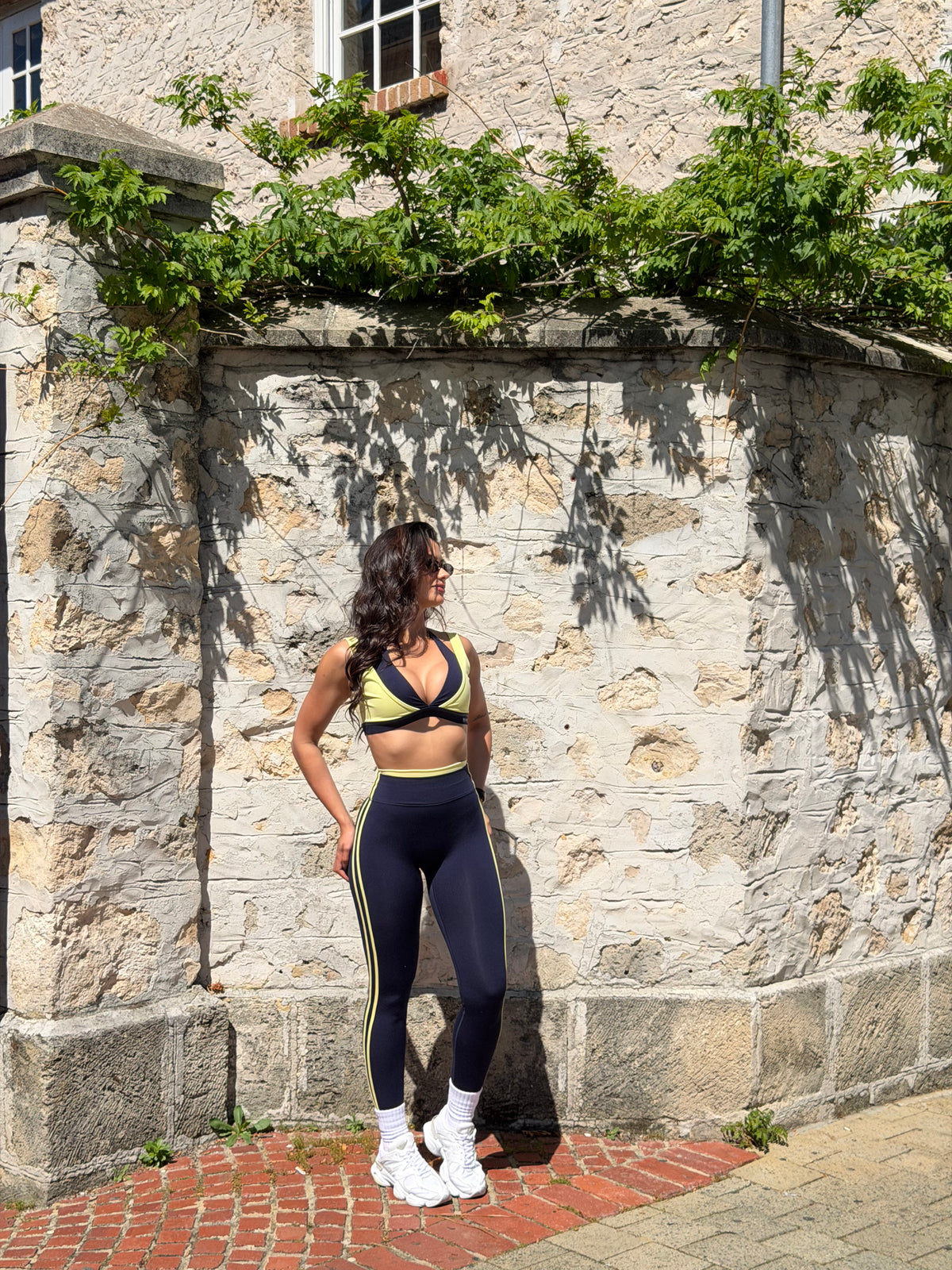 Navy Lemon Tights | No Front Seam Activewear